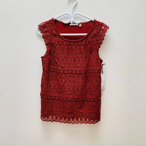 DEX - NWT Sleeveless Y2K Red Lace Sleeveless Blouse Top